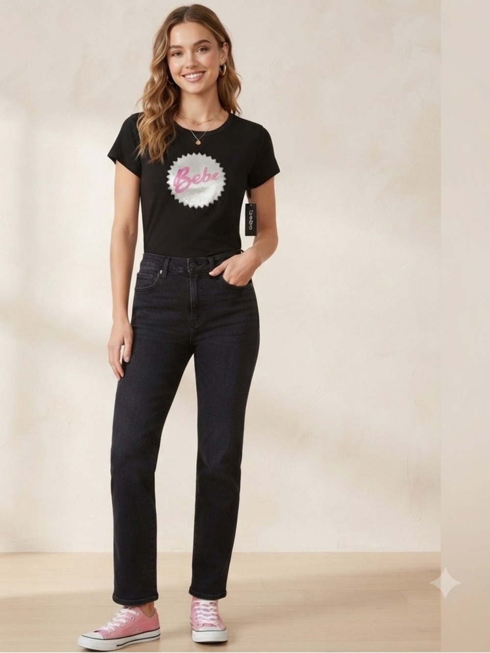 Bebe Black Graphic Tee